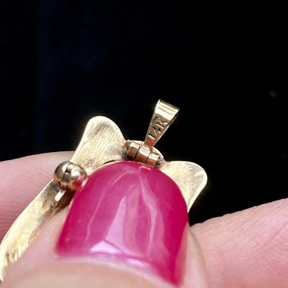 c1976 Carved Jade Cicada 14K Gold Handmade Pendant Brooch Combo Vintage Jewelry - Picture 9 of 12